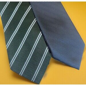 Banana Republic Men’s Neck Ties Green Stripe Navy Blue Polka Dot Lot 2 Silk Poly